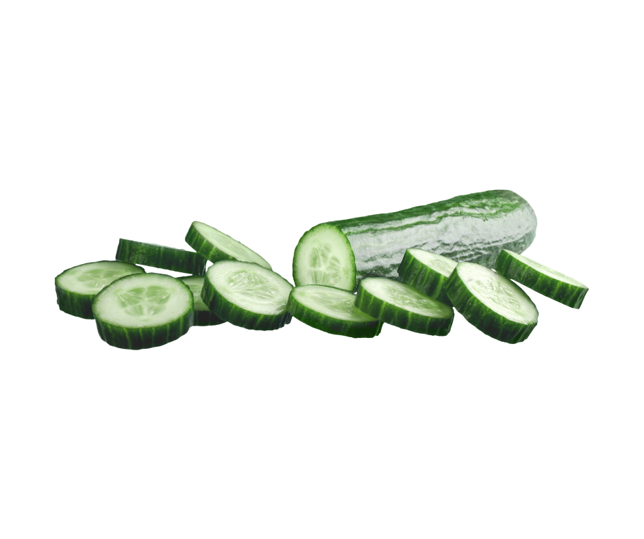 Sliced cucumbers on a white background