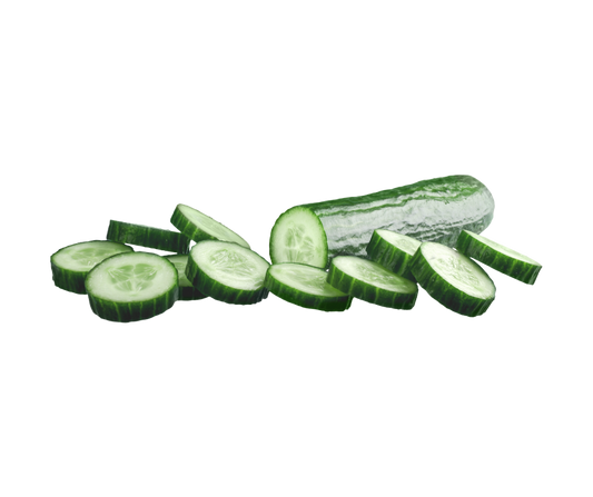 Sliced cucumbers on a white background